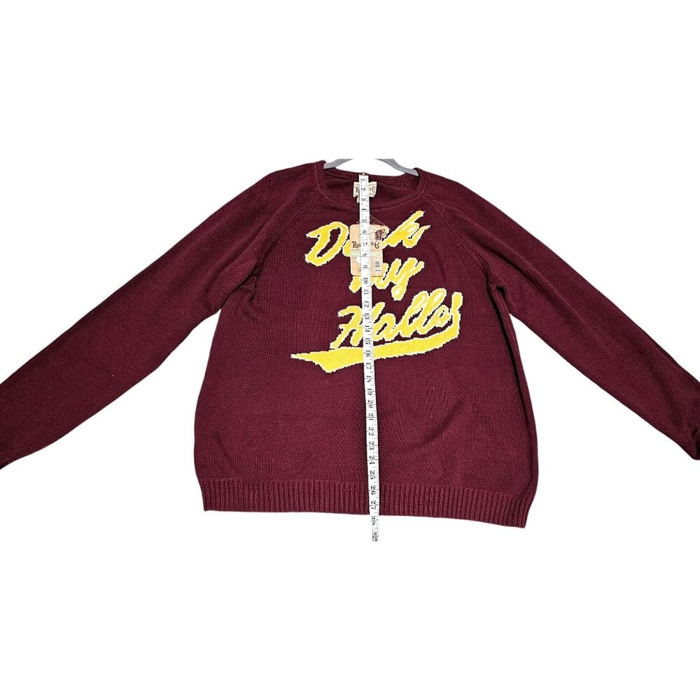 Deck My Halls Maroon Knit Sweater XXL Roebuck & Co 100% Cotton Crewneck Design - Picture 7 of 8